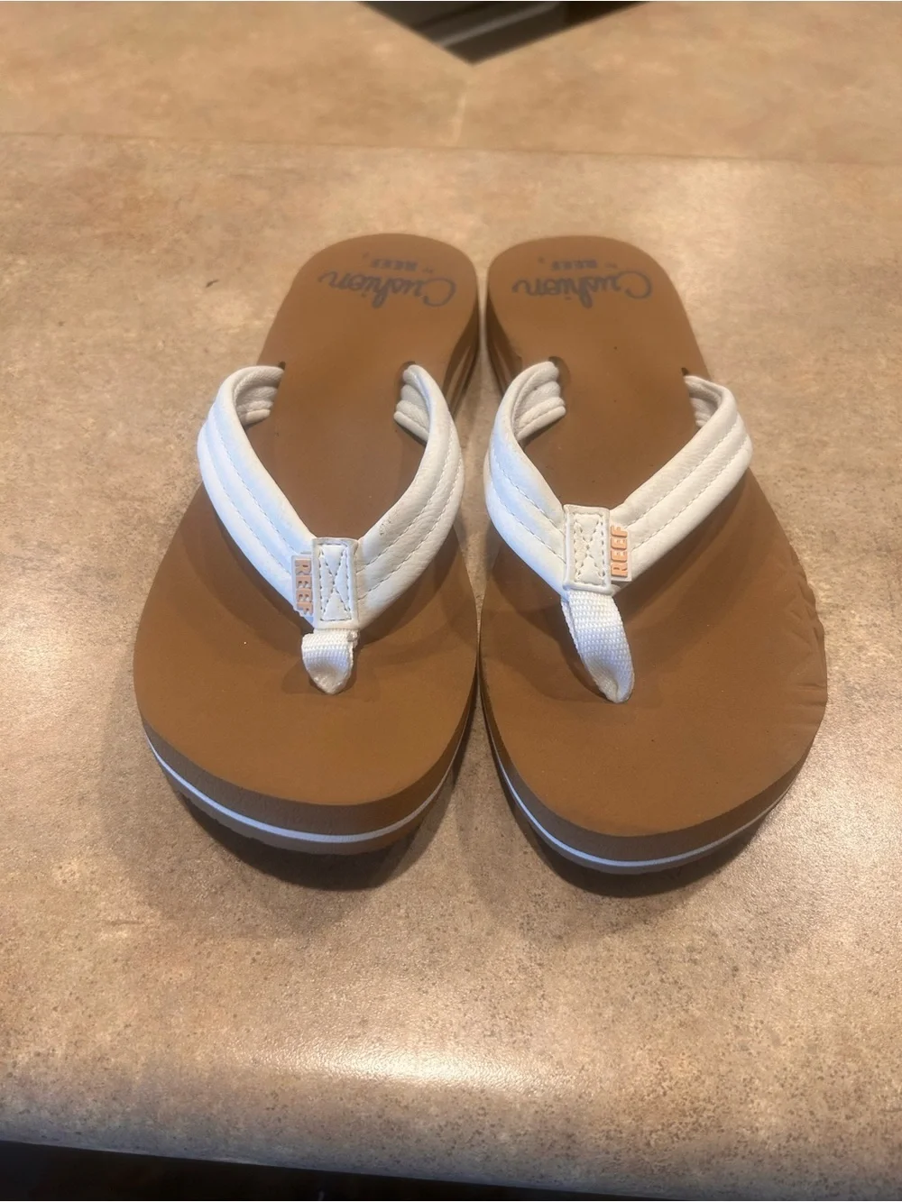 Reef Brown Flip Flops with White Straps